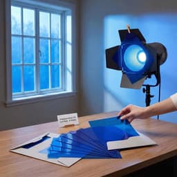 lichtfilter folie A4 hittebestendig – 0,3 mm PVC lichtfolie voor decoratie, DIY projecten en oogbescherming – transparant blauw vel voor verlichting, kunst en ramen – rustgevend effect — thumbnail 5
