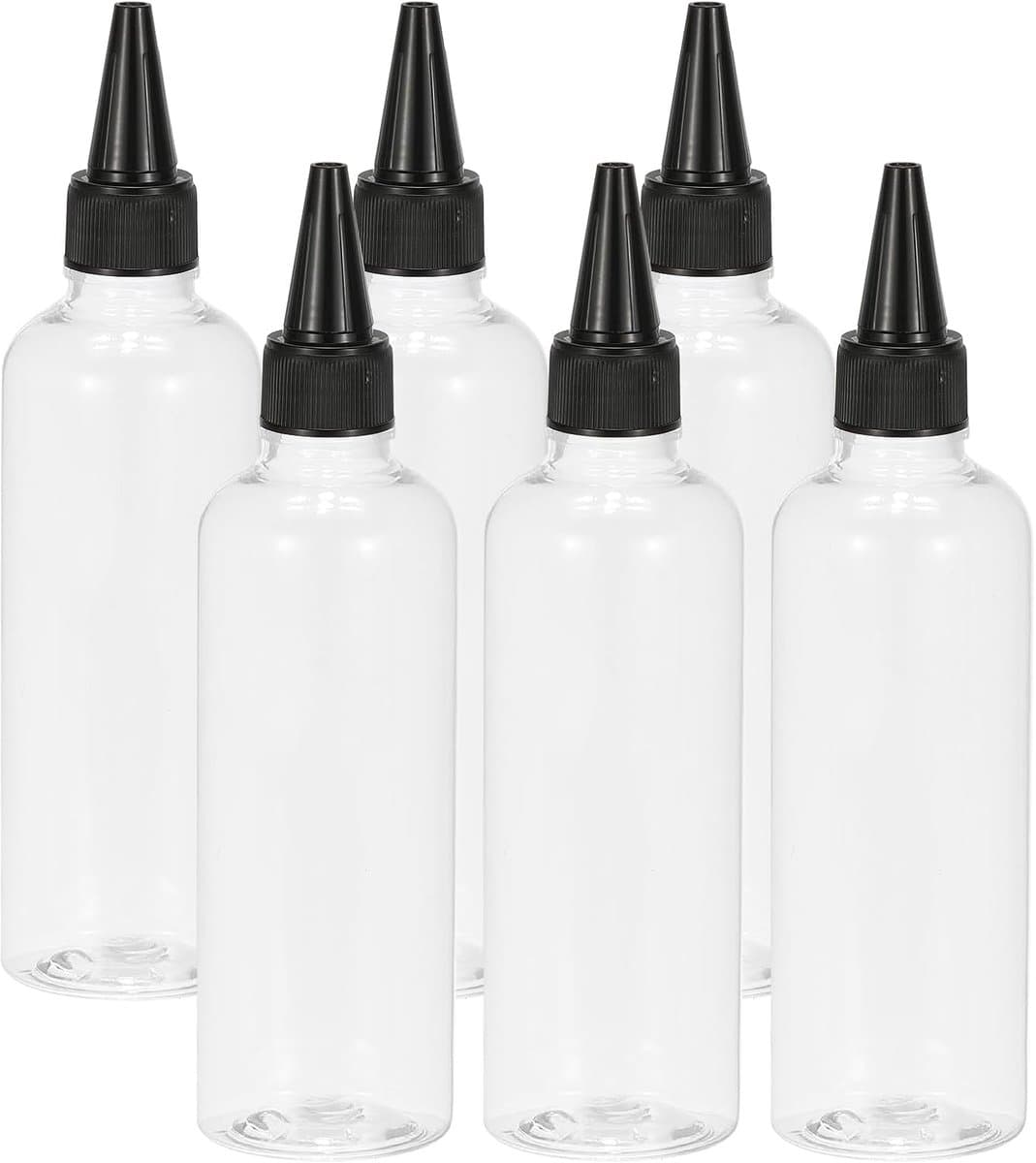 Plastic Applicator Fles, 6 stuks 3.4 oz (100 ml) Lekvrije Hervulbare Lege Dispenser Container Knijp Fles met Twist Top Cap voor Haar Inkt Vloeibare Sauzen, Helder — afbeelding 1