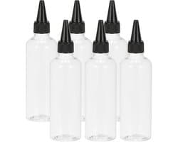 Plastic Applicator Fles, 6 stuks 3.4 oz (100 ml) Lekvrije Hervulbare Lege Dispenser Container Knijp Fles met Twist Top Cap voor Haar Inkt Vloeibare Sauzen, Helder