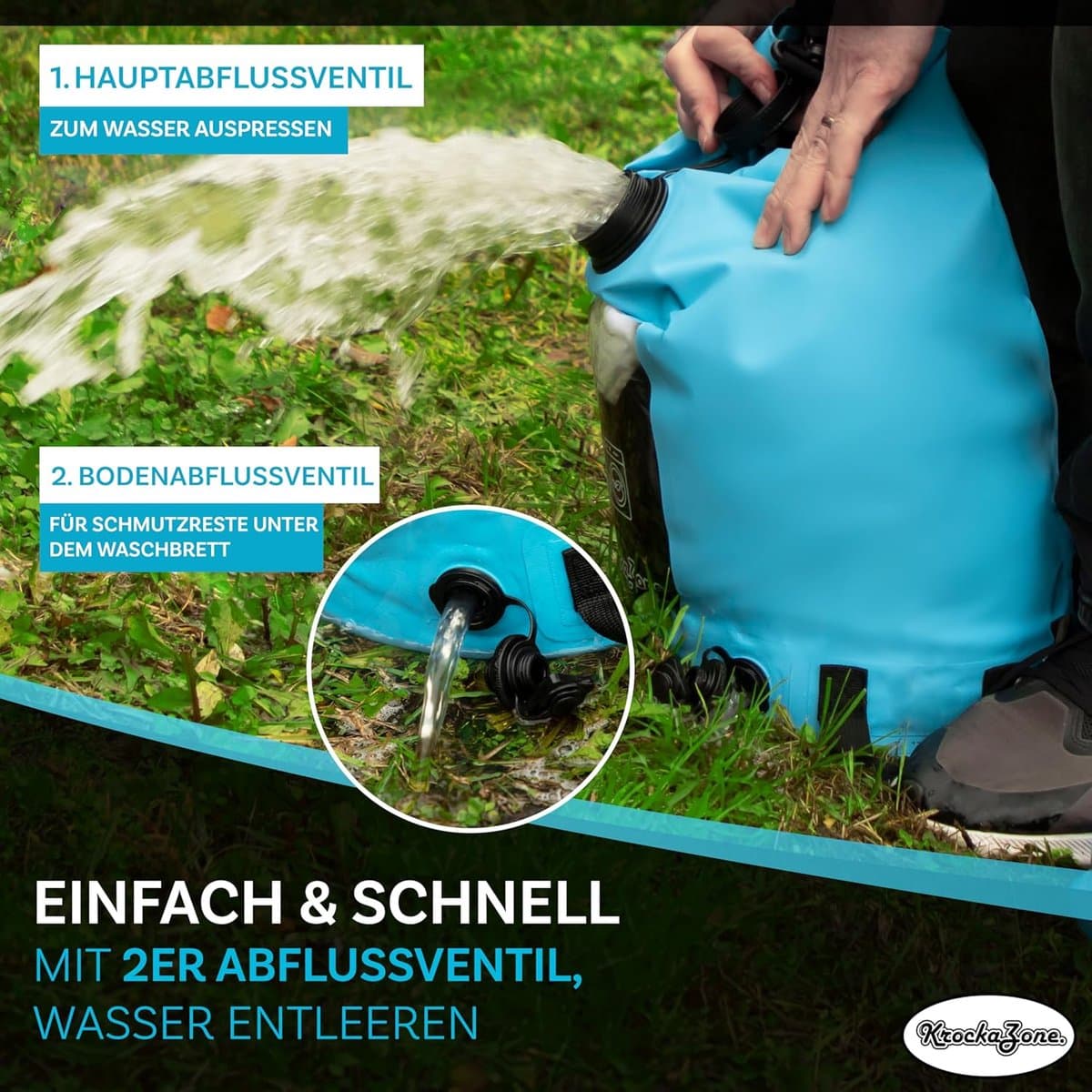 Handwasmachine Zonder Stroom – Draagbare Waszak met Wasbord – Opvouwbare Reiswasmachine – 30 Liter Voor Camping en Reizen — afbeelding 1