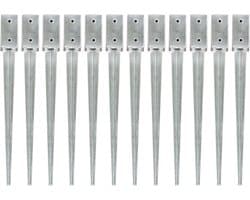 vidaXL - Grondpinnen - 12 - st - 7x7x75 - cm - gegalvaniseerd - staal - zilverkleurig