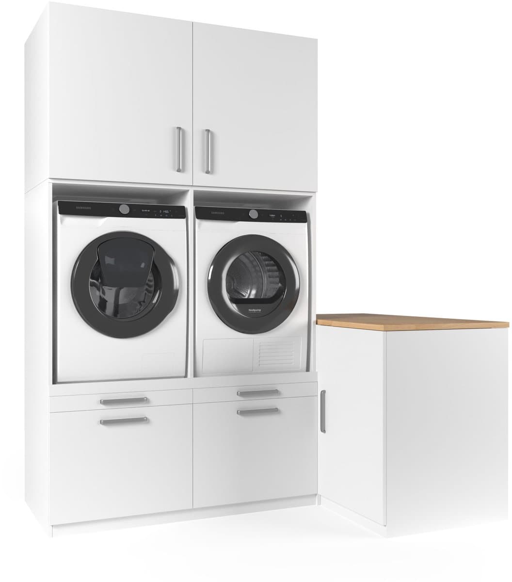 Wasophoogte® Wasmachine Kast Hong Kong - Wasmachine verhoger - Wasmachine ombouw - 700(D)*2030(B)*2350(H) mm - Wit — afbeelding 1