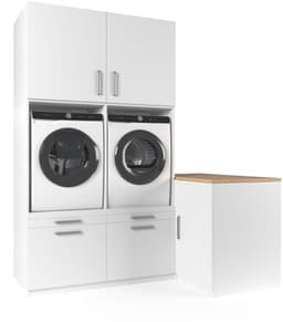 Wasophoogte® Wasmachine Kast Hong Kong - Wasmachine verhoger - Wasmachine ombouw - 700(D)*2030(B)*2350(H) mm - Wit — thumbnail 1