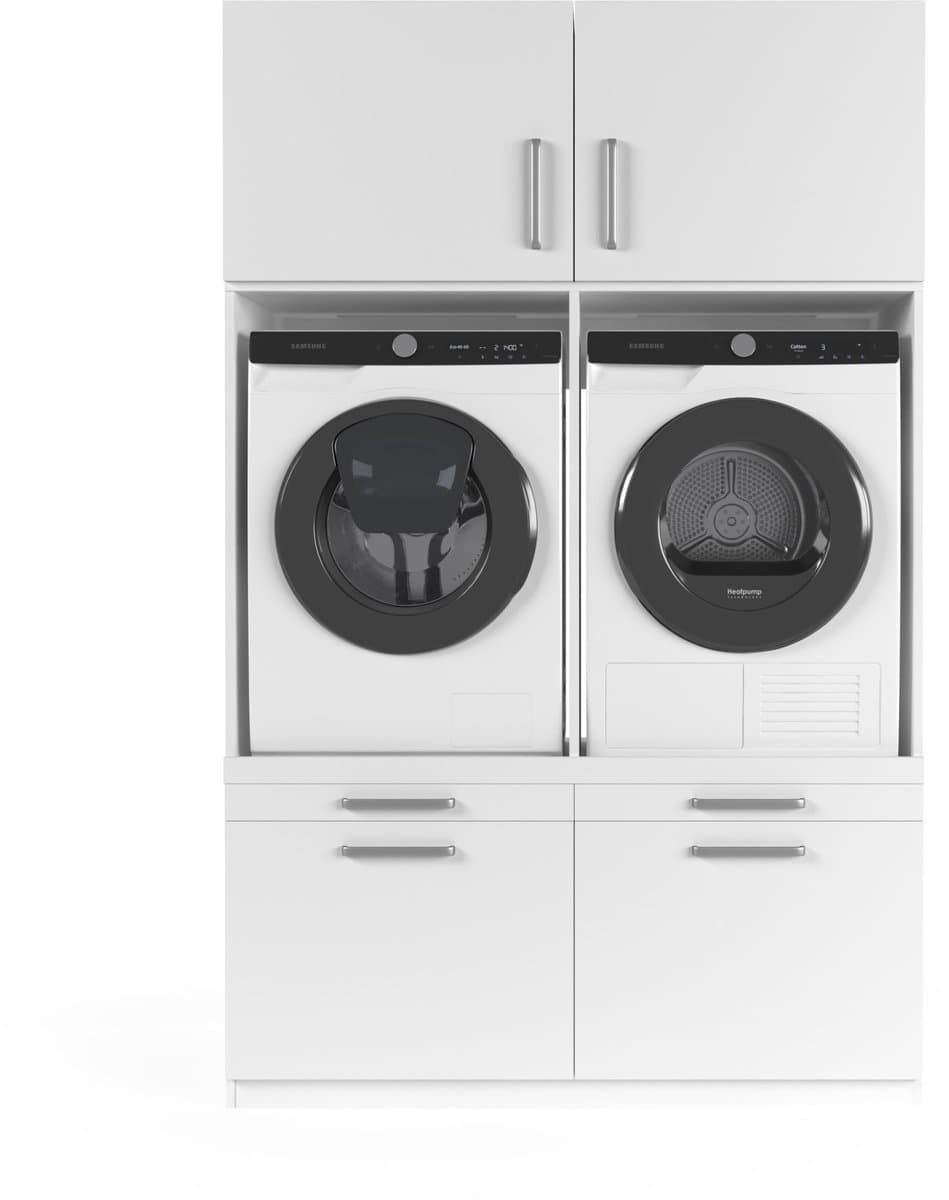 Wasophoogte® Wasmachine Kast Brugge - Wasmachine verhoger - Wasmachine ombouw - 700(D)*1330(B)*2110(H) mm - Wit — afbeelding 1