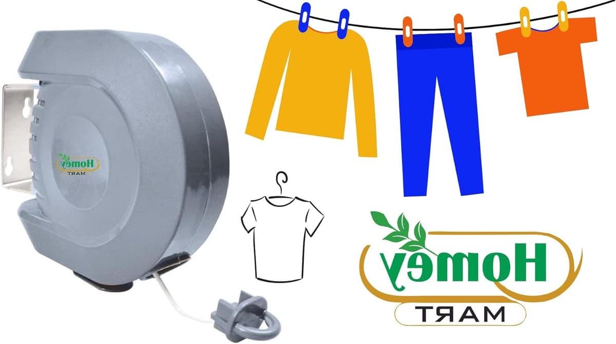 Weatherproof Retractable Clothesline Heavy Duty Indoor and Outdoor Use Strong Clothes Dryer Line 15m - Grey — afbeelding 1
