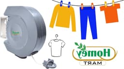 Weatherproof Retractable Clothesline Heavy Duty Indoor and Outdoor Use Strong Clothes Dryer Line 15m - Grey — thumbnail 1