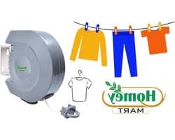 Weatherproof Retractable Clothesline Heavy Duty Indoor and Outdoor Use Strong Clothes Dryer Line 15m - Grey