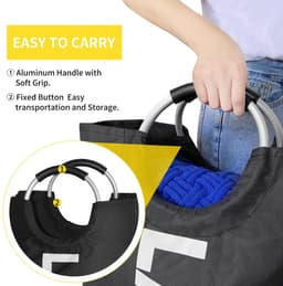 GOODEVN Premium 3-in-1 Wasmand - Opvouwbare Wassorteerder (90L) Waszakken | Zwarte Moderne Design | Voor Wit, Kleur & Delicaat Wasgoed — thumbnail 4