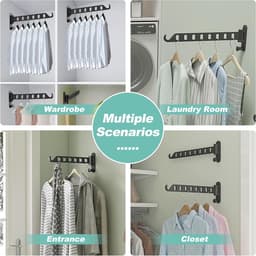 Opvouwbaar Telescopisch Droogrek - 2 stuks - Inklapbaar Wanddroogrek - Wandmontage voor Kleding - Uitklapbaar Kledingrek Wand - Verplaatsbaar Wanddroogrek voor Kleding - Droogrek voor kleding aan de muur - Droogrek voor wasgoed - Zwart — thumbnail 5