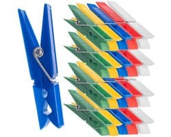 KADAX Wasknijpers, 20 x knijpers van robuuste kunststof, kleurrijke sokkenklemmen, windbestendige klemmen voor binnen en buiten (veelkleurig/rechthoekig)