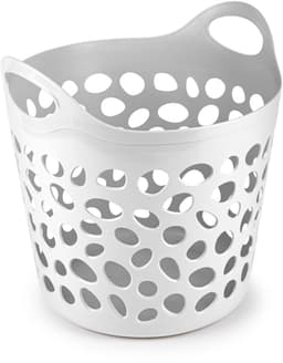 Plasticforte Flexibele wasmand/opbergmand - 2x - rond - wit - 30 liter - D40 x H39 cm — thumbnail 2