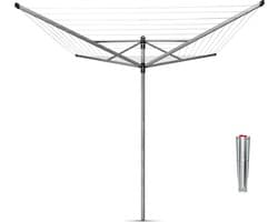 Brabantia Lift-O-Matic Droogmolen - met Metalen Grondanker - 50 m - Metallic Grey — afbeelding 1