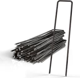 Intirilife 100 x grondanker 150 x 25 x 2,7 mm gemaakt van zwart roestvrij staal - onkruidvlies bevestiging grondnagel weerhaak — thumbnail 1