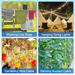Waslijn Touw 30 m - Zware Stalen Kern, Sterke 4 mm Draad voor Buiten Tuin, Roestvrij en Waterdicht — thumbnail 2