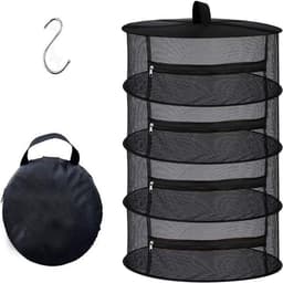 droognet opvouwbaar - 4 laags - Droognet - 60 x 80 cm - opbergnet met rits - zwart - hangend droog visnet - voor kruiden en bloemen - voor planten, vis of groenten - Polyester — thumbnail 5