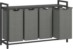 Jessi Store - Wasmand 4 vakken - 160L - Afneembare waszakken - Verstelbare voeten - Wassorteerder - Wasmanden - 116x33x72cm) — thumbnail 1