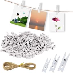 150 Stuks Mini Houten Was Nijpers Set met Jute Touw voor Foto Decoratie — thumbnail 1