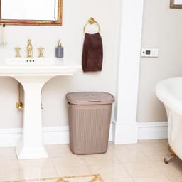 Slanke wasmand met 40 liter capaciteit en handgrepen - Geventileerd en scharnierend deksel — thumbnail 3