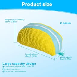 2 stuks waszakken voor schoenen in wasmachine - dubbele ritssluiting - 360 graden reiniging - herbruikbare zakken - geel — thumbnail 2