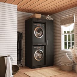 Wasophoogte® Wasmachine Kast New York - Wasmachine verhoger - Wasmachine ombouw - 700(D)*1115(B)*2110(H) mm - Zwart — thumbnail 4