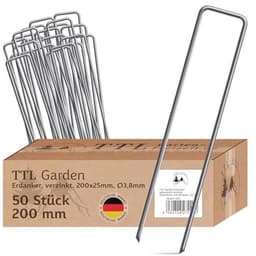 50 Grondankers 200 x 25 x Ø 3,8 mm - Verzinkt en Gehard Koolstofstaal voor Tuin en Camping — thumbnail 1