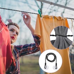 1 stuk, elastische waslijn, reiswaslijn, draagbaar, intrekbaar, met zuignap 4,5CM, geschikt voor kamperen, reizen, thuis, binnengebruik, zwart, 3m — thumbnail 4