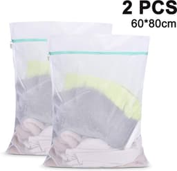 longziming -2-delige Grote Waszakken Set – 60x80 cm Wasnet met Rits, Duurzaam en Sterk, Beschermt Kleding in Wasmachine – Ideaal voor Fijnwas, Sportkleding en Delicate Stukken — thumbnail 1