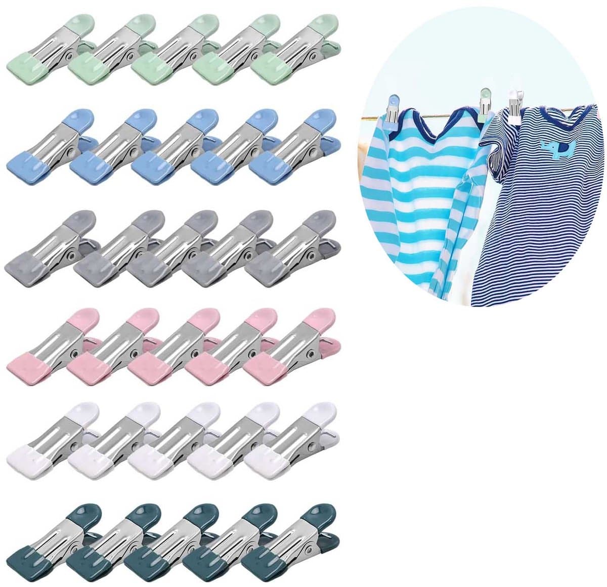 Wasknijpers - wasknijpers klein - Knijpers - handdoekclips - 30 stuks - Handdoekknijpers - sokken clips - sokkenclips - wasknijpers rvs - rvs wasknijpers - 5.5*2.5cm — afbeelding 1