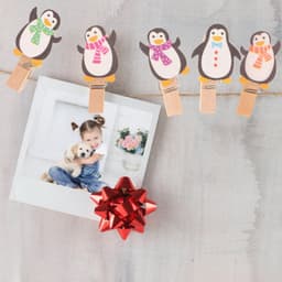 Kleurrijke Houten Klemmen voor Knutselen – Mini Wasknijpers in Pinguïn Design – Set van 10 — thumbnail 3