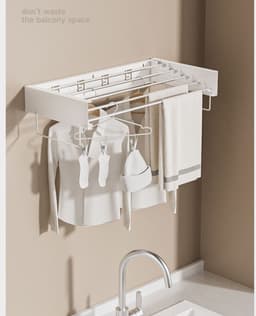 Uittrekbaar Wasrek – 120 cm – Wandmontage – Wit – 7.14 m Drooglengte — thumbnail 3