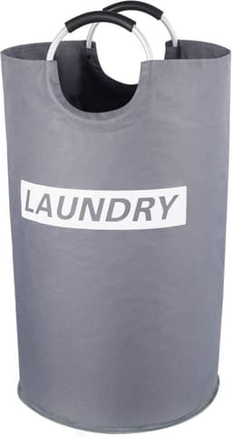 LAUWG - 82 l Opvouwbare Wasmand met Handvat, Grote Capaciteit Wasmanden, Kledingmand Van Oxford, Draagbare Wassorteerder Opbergcontainer Voor Wasgoed, Kleding, Dekens, Speelgoed, Handdoeken, Grijs — thumbnail 1
