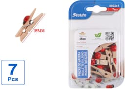 Decopatent - 7 Stuks Mini Fotoknijpertjes - Met Liefheerstbeestje decoratie - 35mm Lang - Kaartknijpertjes - Kleine mini wasknijpers - Hout - Kaarten Kerstkaart knijpers - Houten clips voor fotos — thumbnail 5