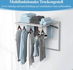 Inklapbaar wandgemonteerd wasrek van roestvrij staal - ruimtebesparend en verstelbaar - 2 stuks - zilver - roestvrij staal — thumbnail 5