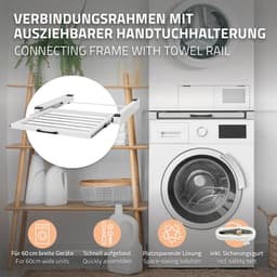 Tussenstuk voor wasmachine en droger – Universeel tussenbouwframe met uittrekbare waslijn 60,5x54,5 cm in wit ML design — thumbnail 4