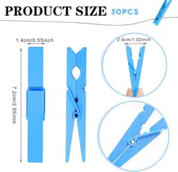 Kleurige houten wasknijpers - 50 stuks van 7,2 cm - Ideaal voor foto's en knutselprojecten — thumbnail 3