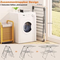 Inklapbaar 3-niveaus droogrek toren met aanpasbare hoogte - Ruimtebesparend wasrek voor binnen en buiten — thumbnail 2
