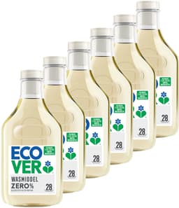 Ecover - Vloeibaar Wasmiddel Zero - Voordeelverpakking 6 x 1 L - 84 wasbeurten - 0 % parfum & kleurstoffen - hypoallergeen - Plantaardig & Biologisch afbreekbaar — thumbnail 1
