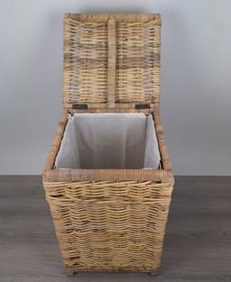 MigoStyling - Wasmand - Vierkant - Met deksel - 40x40x65 - Riet - Rotan - Naturel — thumbnail 3