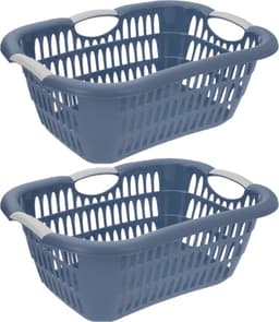 Kunststof wasmandje blauw 15 liter L40 x B30 x H20 cm - Draagwasmandje met handvatten — thumbnail 3