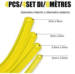 4-delige brandstofslangenset, 1,5 meter transparante gele brandstofslang (2 x 3,5 mm, 2,5 x 5 mm, 3 x 5 mm, 3 x 6 mm), geschikt voor grasmaaier, PVC-slang, brandstofslang — thumbnail 2