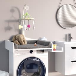 Aankleedopzetstuk voor wasmachine - Commode opzet - Baby verzorgen - Zijrekje voor extra ruimte - 83 x 72 cm - Wit — thumbnail 2