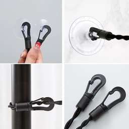 Reis waslijn - Draagbare waslijn Outdoor waslijn - Kleding drogen - Met zuignappen en haken - 2.8 meter - Zwart — thumbnail 2