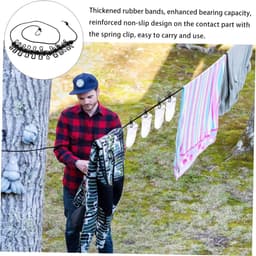 Waslijnen Set - Reis Waslijnen - Kleding Drogen - Verstelbare Clips - 2 Stuks - Zwart — thumbnail 5