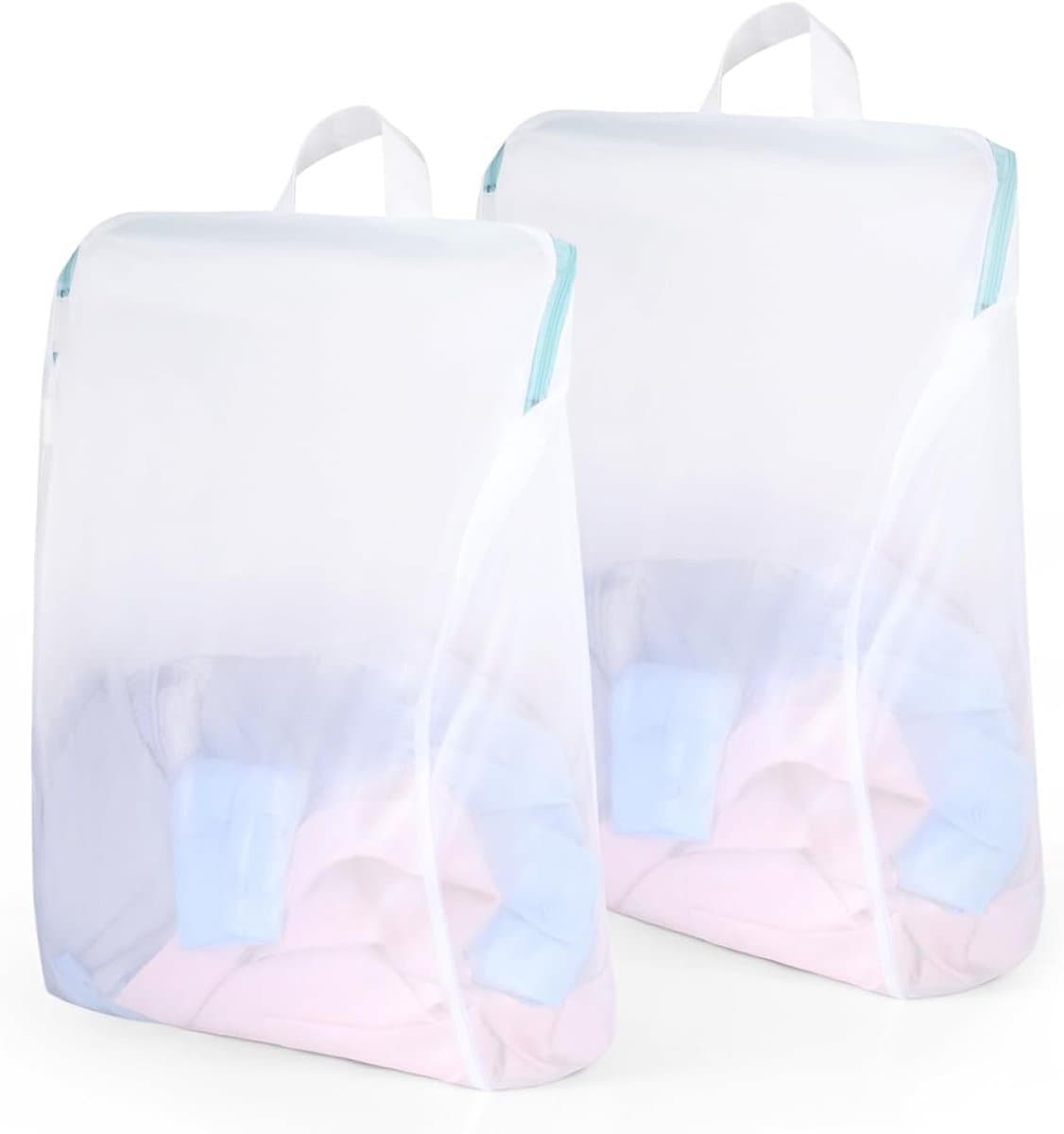 Wasnet voor de wasmachine - Mesh waszakken met rits en handvat voor ondergoed, blouses en shirts - 40 x 50 cm - Set van 2 — afbeelding 1