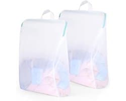 Wasnet voor de wasmachine - Mesh waszakken met rits en handvat voor ondergoed, blouses en shirts - 40 x 50 cm - Set van 2