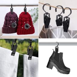 GELLDG Handdoekclips - Klemmhaken - 360° Draaibaar Design - Antislip Met 4 Ribbels - Roestvrij Kunststof En Metaal - 20 Stuks Set - Geschikt voor Binnen En Buiten Gebruik - Zwart — thumbnail 4