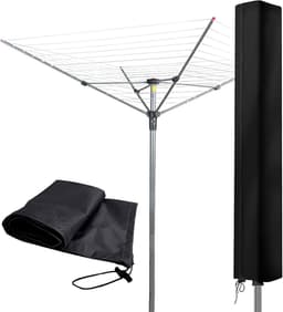 Droogmolenhoes - Beschermhoes - Droogmolen Hoes Universeel - 210D Oxford - 165×16×16cm - Heavy Duty Roterende Waslijn Afdekking met Rits - voor Tuin, Binnenplaats, Buiten en op de Camping - Zwart — thumbnail 1