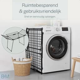 Inklapbaar droogrek met wasmand en knijpers - 25 meter drooglengte - Zwart — thumbnail 5