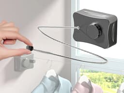 WiseGoods Premium Uittrekbare Waslijn Binnen & Buiten - Droogrek - 5M RVS Draad - Muurbevestiging - Voor Balkon & Tuin - Wit — thumbnail 2