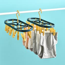 Kledingrek - droogrek - sokkenrek - 12 klemmen - 360° draaibaar - afneembare klemmen - geschikt voor opbergen - drogen van sokken en ondergoed - geel - 31*13 cm — thumbnail 4